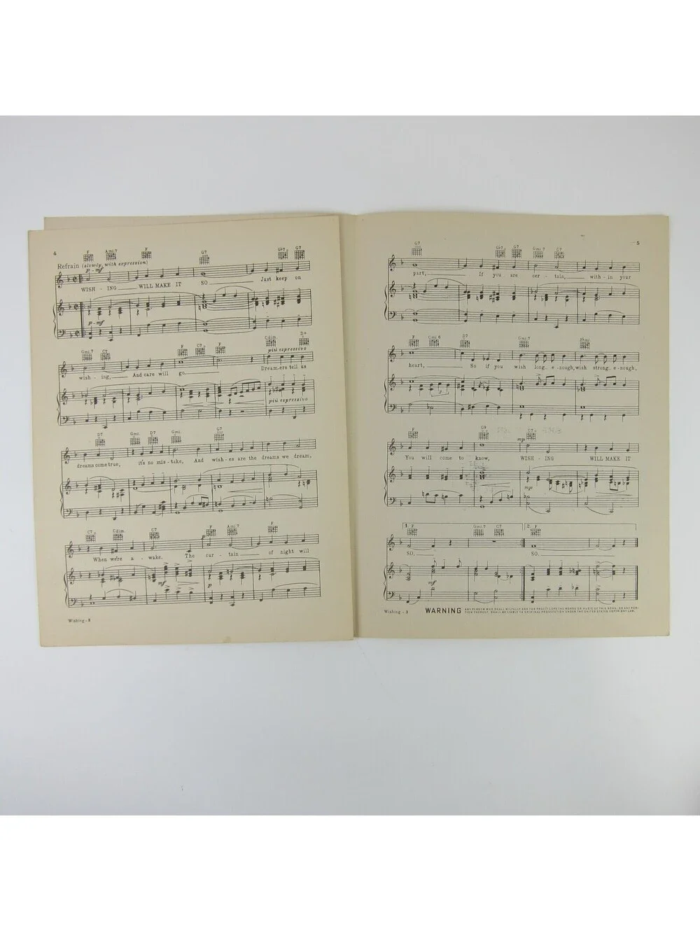 Sheet Music Wishing (Will Make It So) Love Affair Irene Dunne Charles Boyer 1939
